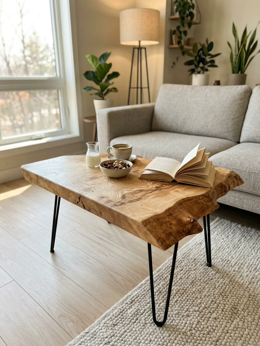 Olivenaske Burl Sofabord — vinkel 4