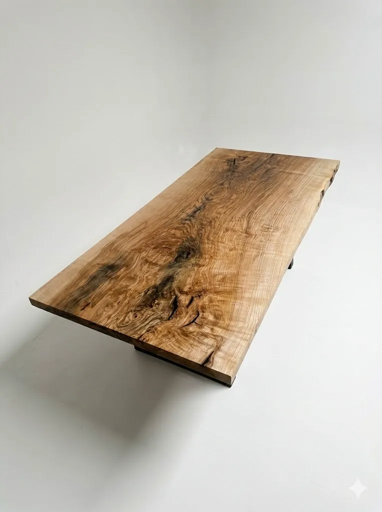 Olivenaske Live-Edge Spisebord — vinkel 2